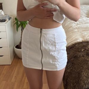 White denim mini skirt